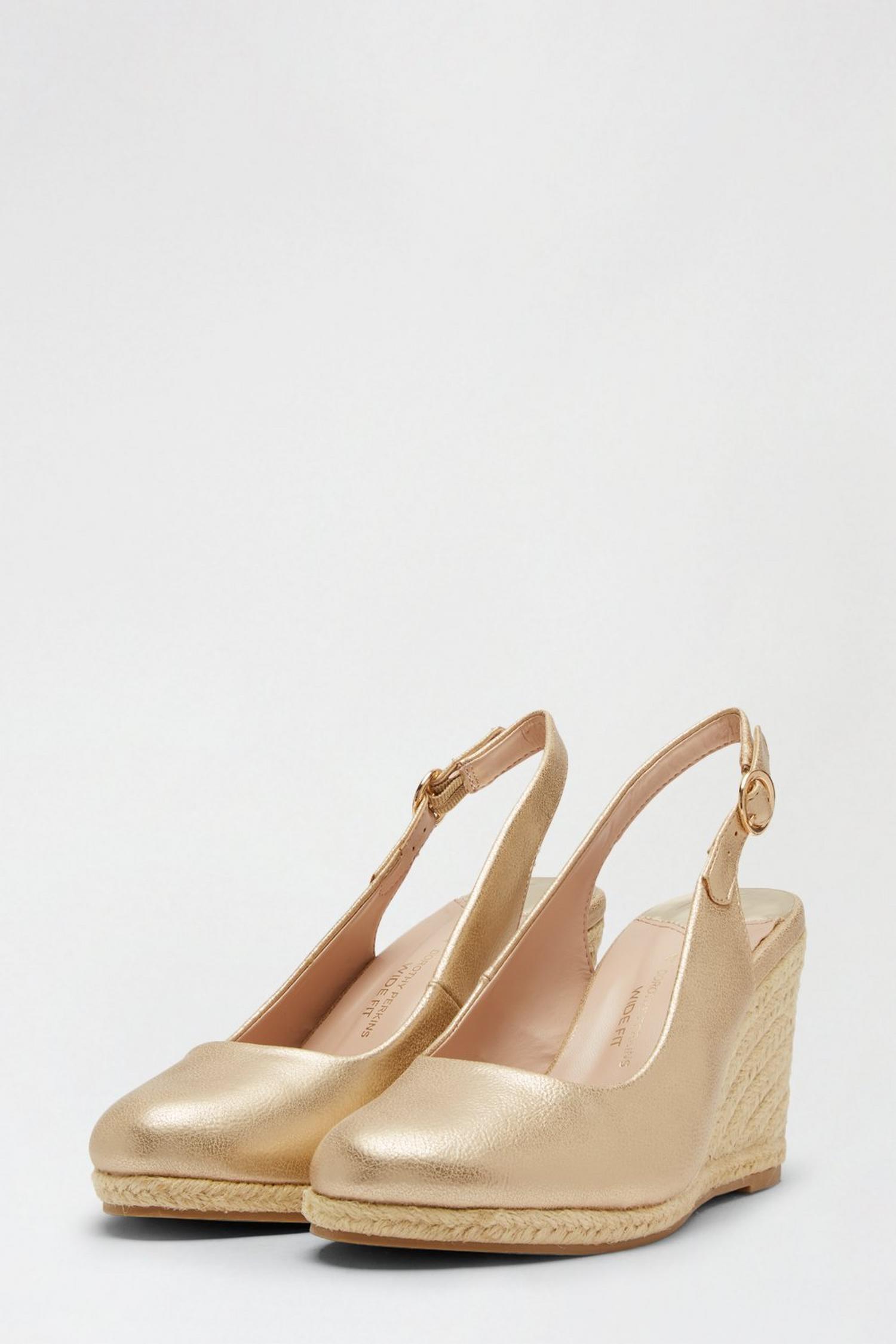 Wide Fit Gold Drifting Wedges | Dorothy Perkins EU